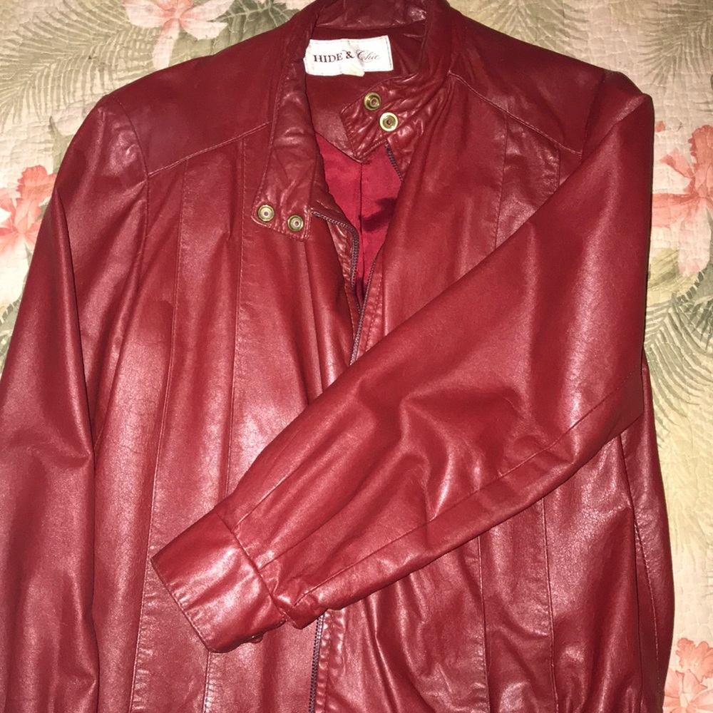 Vintage 80s red leather jacket.